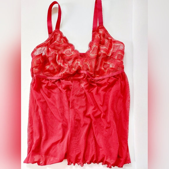 NWOT Sheer Red Heart Bodice Teddy size 2x Adore Me‎ Sexy Boudoir Outfit - Picture 1 of 6